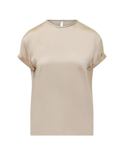 Brunello Cucinelli White Cuffed Top T-Shirt