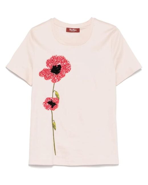 MAX MARA Studio★LAGHI LOGO 刺繍 SHIRTS★LAGHI 002★人気 Max Mara STUDIO T-shirt LAGHI with sequins in nude