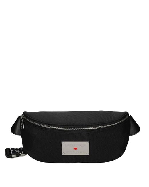 Love Moschino Black Logo-Plaque Belt Bag