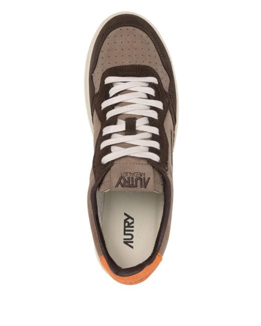 Autry Brown Coffee Low-Top Sneakers With Logo Patch for men