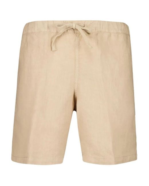 120% Lino Natural Elastic-Waistband Linen Shorts for men