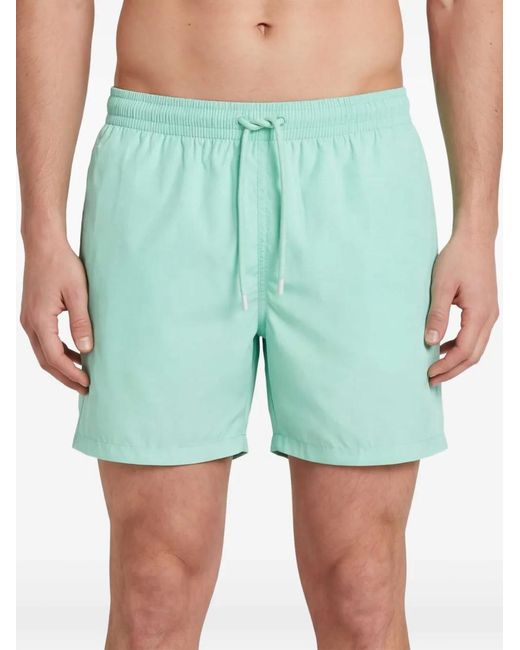 Fedeli Green Logo-Patch Swim Shorts for men