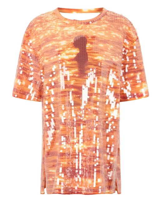 Rabanne スパンコール Tシャツ Orange