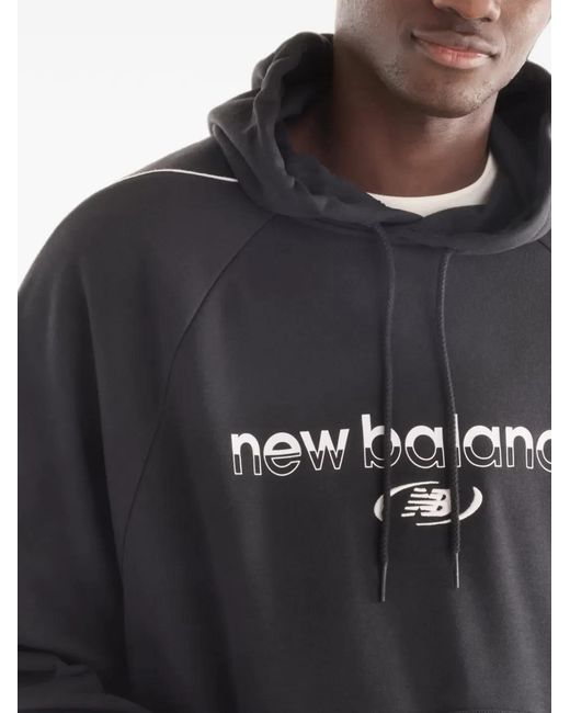 New Balance Black Trackside French-Terry Crew Hoodie for men