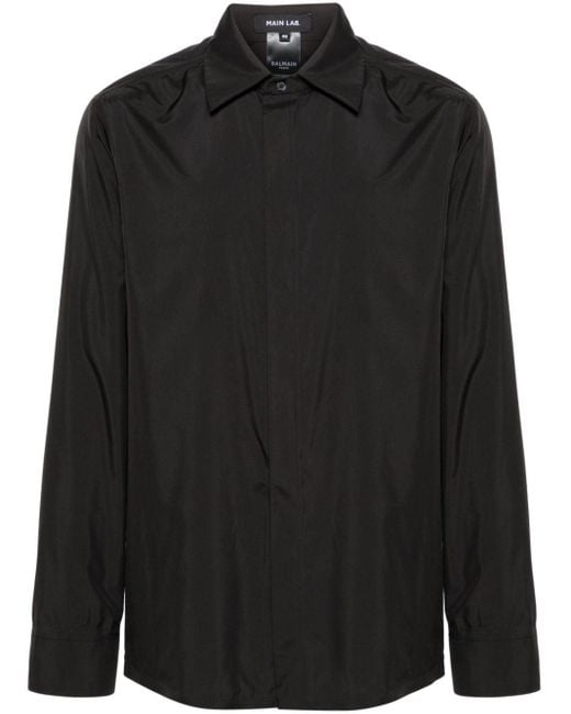 Balmain Black Logo-print Long-sleeve Shirt for men