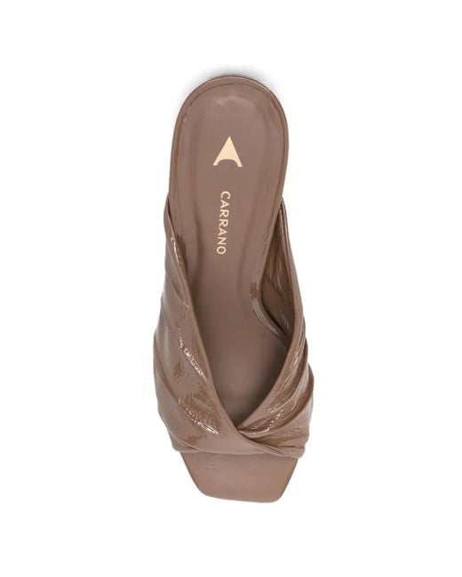 Carrano Brown Ruched Crossover-Strap Sandals