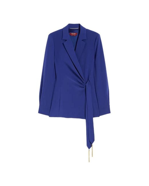 Max Mara Blue Skipper Tie-Detail Jacket