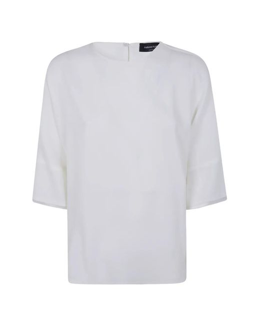 Fabiana Filippi White Chain-Trim Three-Quarter Sleeve Blouse