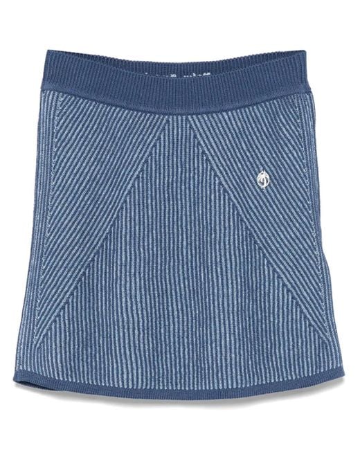 Palm Angels Blue Ribbed-Knit Skirt