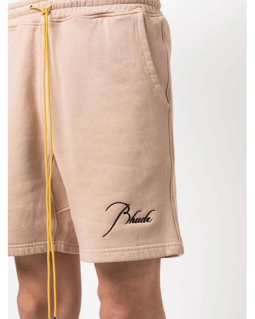 Pantalones cortos de deporte con logo bordado Rhude de hombre de color Natural