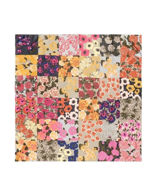 Bimba Y Lola Pink Patchwork-Schal Mit Blumen