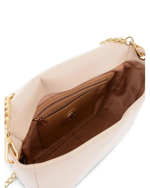 Love Moschino Natural Pleated Heart-Plaque Shoulder Bag