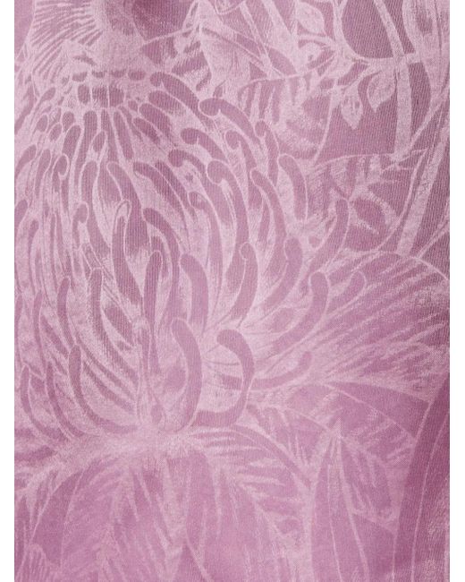 LaDoubleJ Purple Gerüschte Cerere Bluse Mit Stehkragen