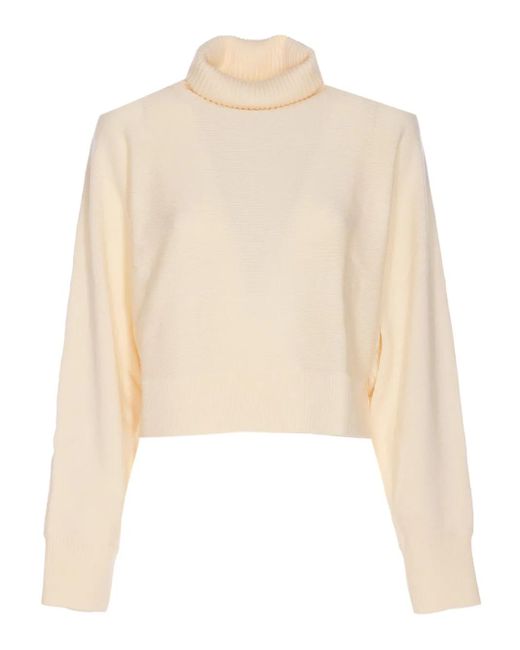 MICHAEL Michael Kors Natural High-Neck Logo-Plaque Sweater