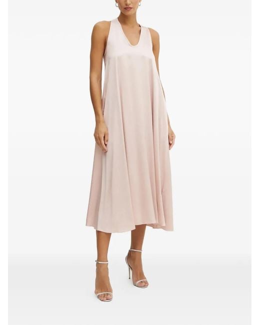 Fracomina Natural Ärmelloses Kleid mit V-Ausschnitt