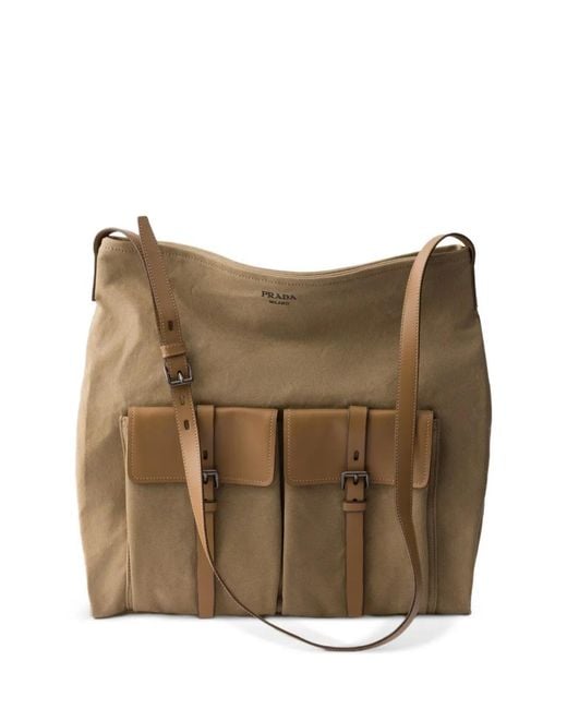 Prada Brown Route Buckle-Detail Tote Bag for men