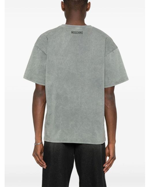 Camiseta con eslogan estampado Moschino de hombre de color Gray