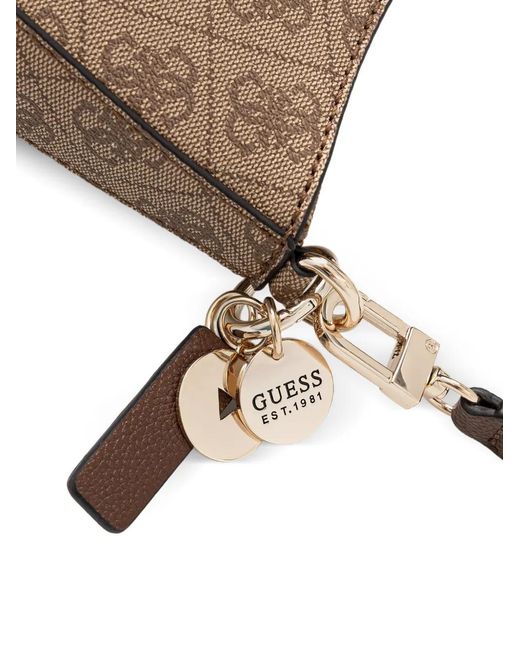 Guess Brown Monogram Shoulder Bag