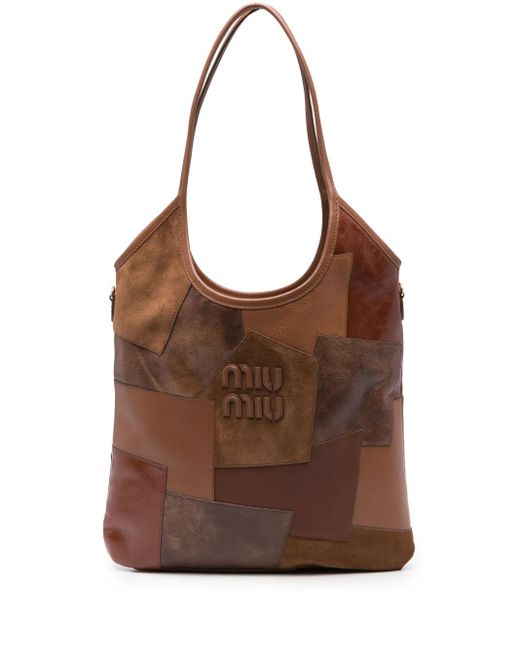 Borsa A Spalla Con Design Patchwork di Miu Miu in Brown