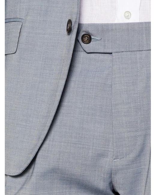 Eleventy Blue Peak-Lapels Single-Breasted Suit for men