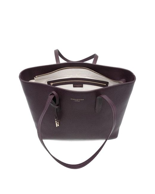 Aspinal Purple Shield Charm East West Tote