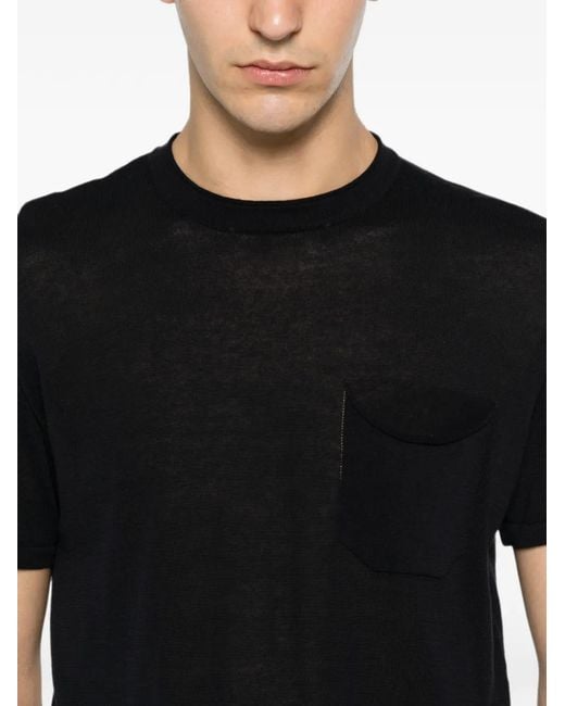 VELA SHOP Black T-Shirt À Poche Poitrine for men