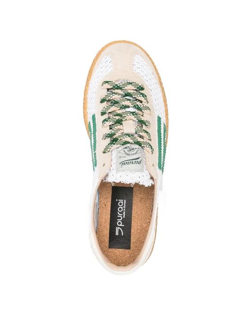 PURAAI White Net-Texture Sneakers