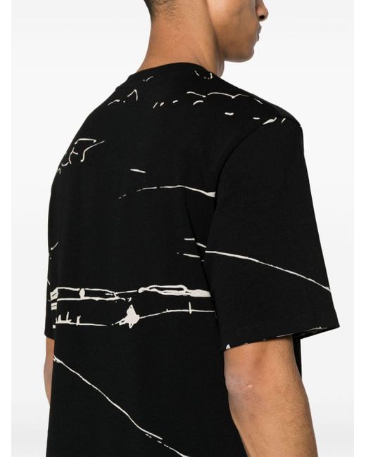 Emporio Armani Black Painterly-print Cotton T-shirt for men