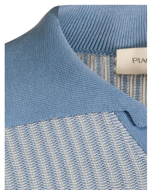 Piacenza Cashmere Blue Short-Sleeved Sweater for men