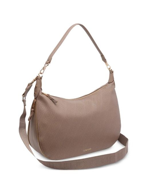 Liu Jo Brown Logo Zip Shoulder Bag