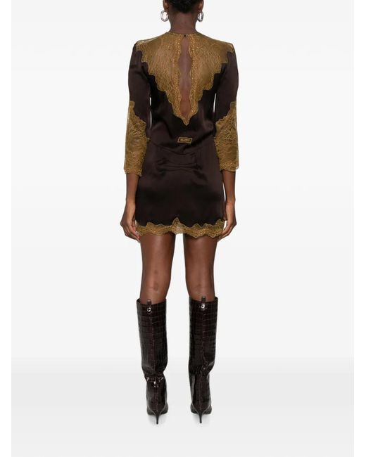 The Attico Black Lace-Trim Mini Dress
