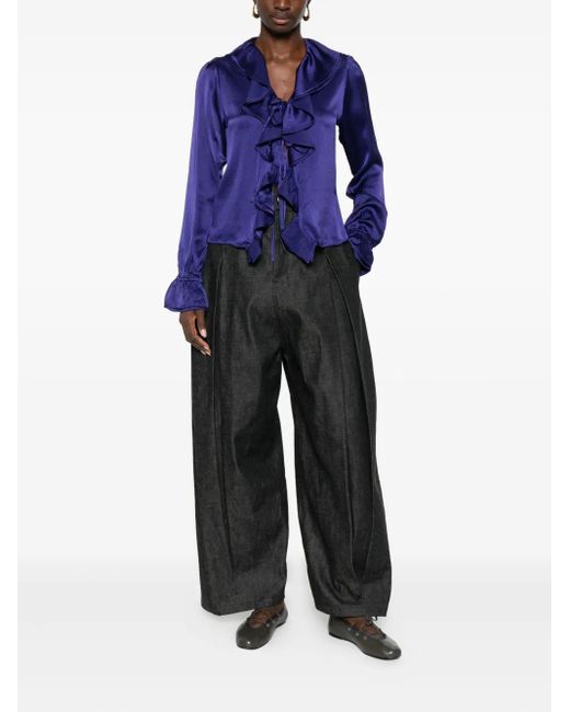 Bode Blue Ruffled Blouse