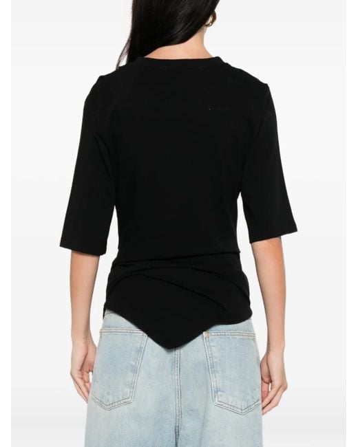 Rohe Gedrapeerd T-Shirt in het Black