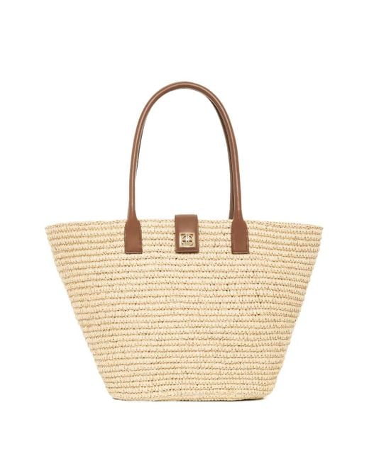 Anine Bing Natural Lou Monogram Tote Bag