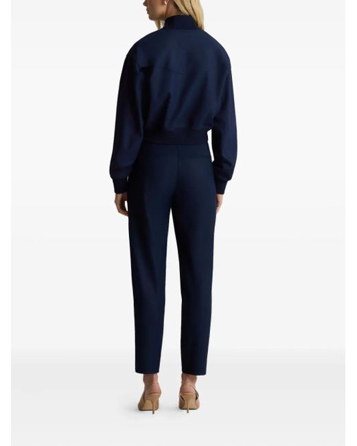 St. John Blue Dakota Cropped Bomber Jacket