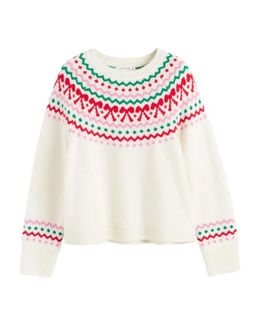 Chinti & Parker White Pullover mit Fair-Isle-Schleife