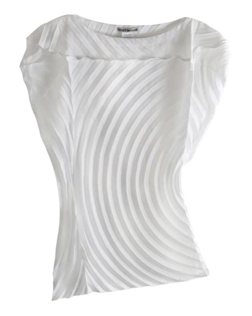Issey Miyake Paper Bag Pleats Curved Top Gray