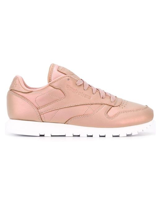 Reebok Pink Classic Leather Pearlized Sneakers