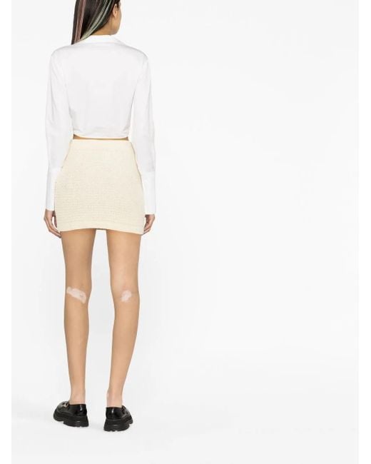 Self-Portrait Natural Elf-portrait Sequin Knitted Mini Skirt