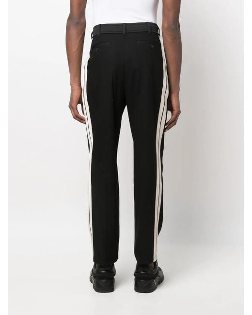 Palm Angels Black Side-Stripe Straight-Leg Trousers for men