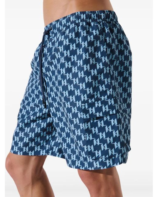 Karl Lagerfeld Badeshorts Mit Monogrammmuster in Blue für Herren