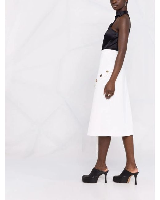 McQueen White High-Waisted Asymmetric-Hem Skirt