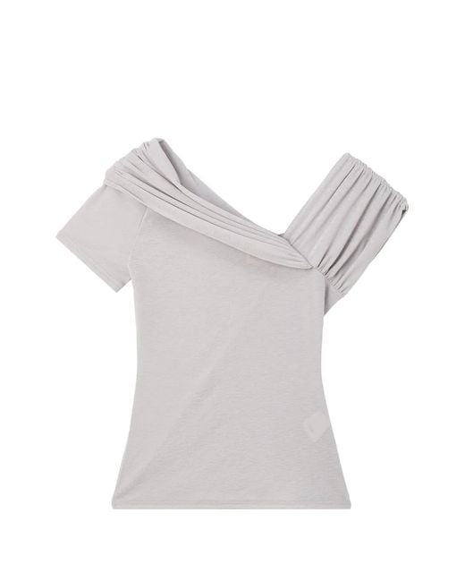 B+ AB Gray Ruched Off-Shoulder Blouse