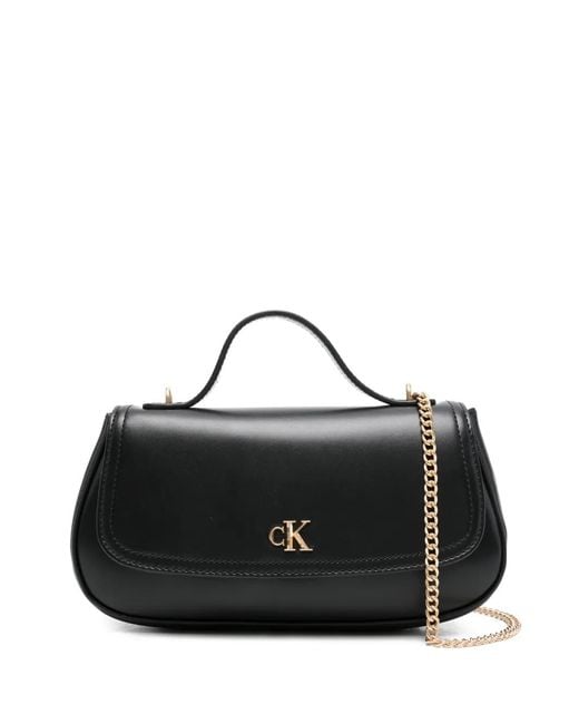 Calvin Klein Black Top Handle Chain Tote Bag