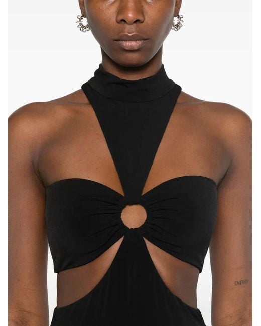 Nissa Black Cut-Out Midi Dress