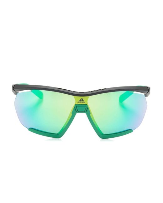 Adidas Green Cmpt Aero Lite Shield-frame Sunglasses