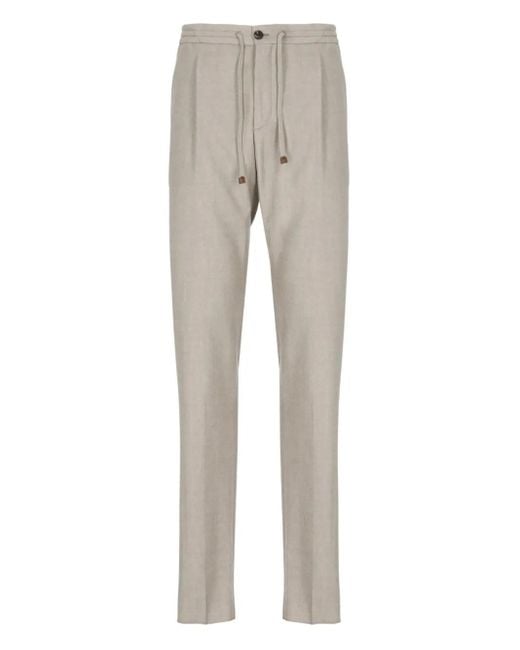 Incotex Gray Drawstring-Waist Trousers for men