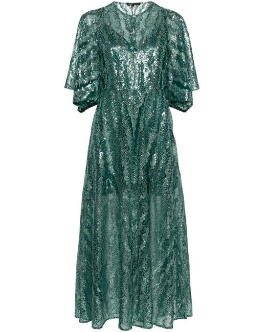 Maje Sequinned Maxi Dress in het Green