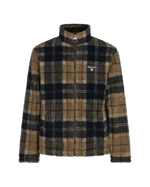 Barbour Black Tartan-Print Fleece Jacket for men