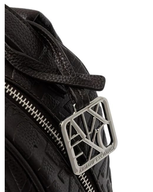 ARMANI EXCHANGE Black Logo-Embossed Backpack